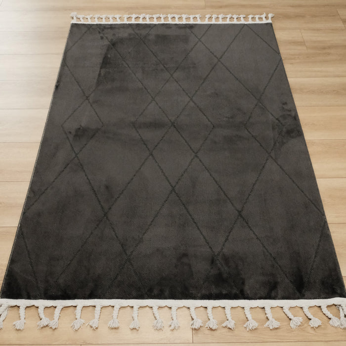 Urban Serisi Geometrik Desenli Makine Dokuma Siyah Halı — 120x180, 160x230 cm