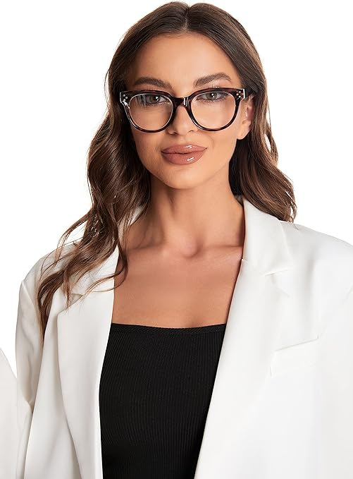 Vecien Reading Glasses Oversized for Women Large Frame Big Lens Readers Spring Hinge Retro 3 Pack +1.75