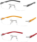 VISCARE -3-Pair Rimless Frameless Clear Frame Reading Readers Glasses for Men +1.50
