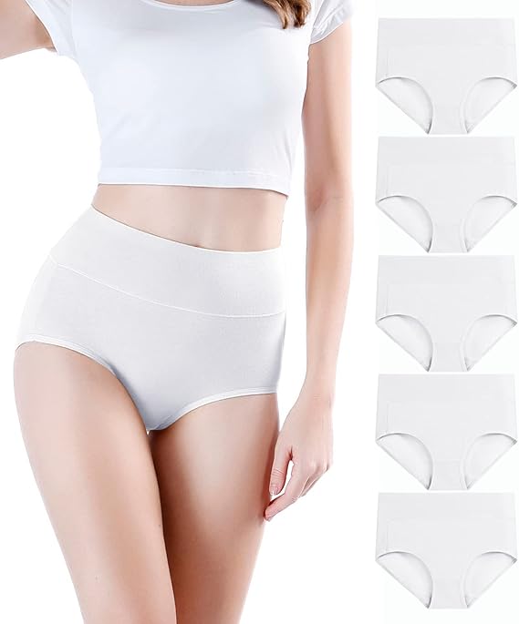 wirarpa Ladies Knickers Cotton Full Briefs High Waisted Underwear Panties for Women 5 Pack Size S
