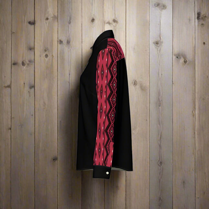 Women's Classic Burgundy and Black Aztec Button-Up Shirt - Cozy Corner