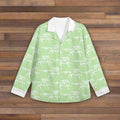 Light Green/White Horse Print Womens Long Sleeve Button Shirt - Cozy Corner