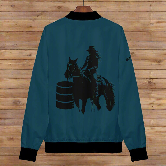Womens Personalized Barrel Racing Bomber Jacket - Turquoise - Cozy Corner