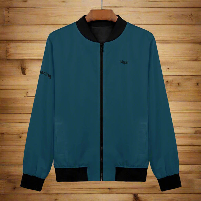 Womens Personalized Barrel Racing Bomber Jacket - Turquoise - Cozy Corner