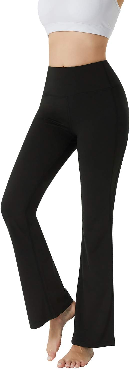 YUSHOW Flare Trousers Women Bootcut Yoga Pants High Waist Workout Bootleg Pants Black