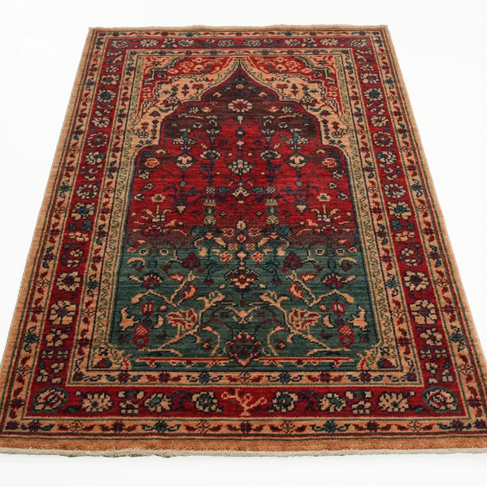 Zade Serisi Rengarenk Yün Tezgah Dokuma Halı Seccade — 80x130 cm