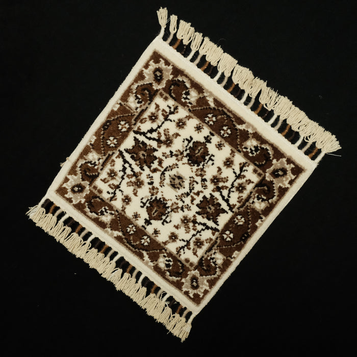 Zara Serisi Anadolu Desenli Tezgah Dokuma Halı, krem, 30x30 cm — Halıcızade