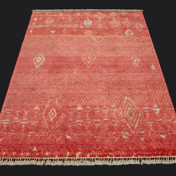Zara Serisi İskandinav Desenli Kırmızı Tencel Tezgah Dokuma Halı — 90x150, 130x190, 170x240 cm