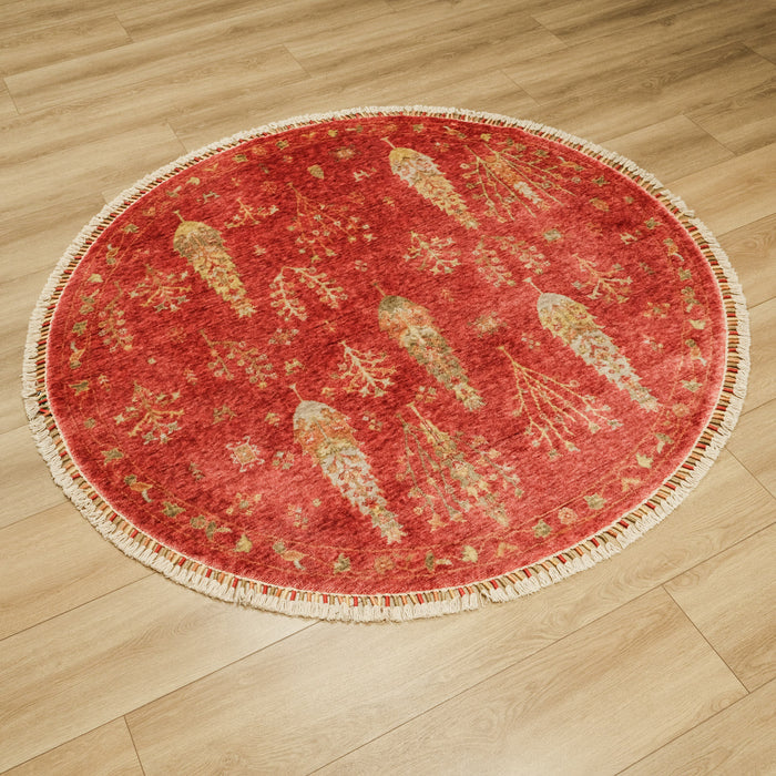 Zara Serisi Otantik Desenli Daire Tezgah Dokuma Halı — 120x120, 160x160, 200x200 cm