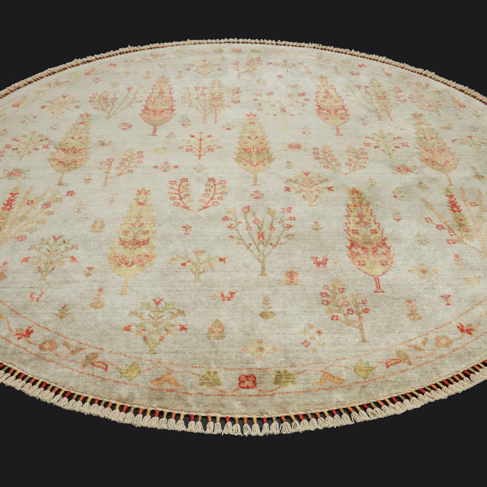 Zara Serisi Otantik Desenli Krem Tezgah Dokuma Halı — 120x120, 160x160, 200x200 cm