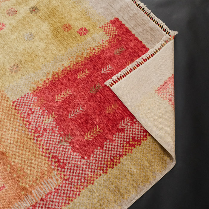 Zara Serisi Patchwork Desenli Tezgah Dokuma Halı — modern tasarım