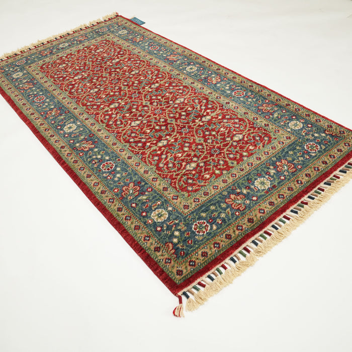 Zara Serisi Uşak Desenli Tezgah Dokuma Halı, kırmızı, 80x150 cm — Halıcızade