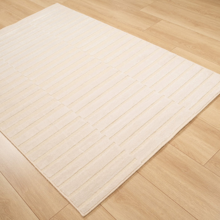 Zenith Serisi Çizgi Desenli Makine Dokuma Halı, krem, 120x180 – 160x230 cm — Halıcızade