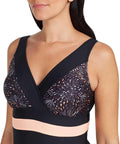 Zoggs Women's Square Back One Piece Swimsuit, Black/Coral, 14